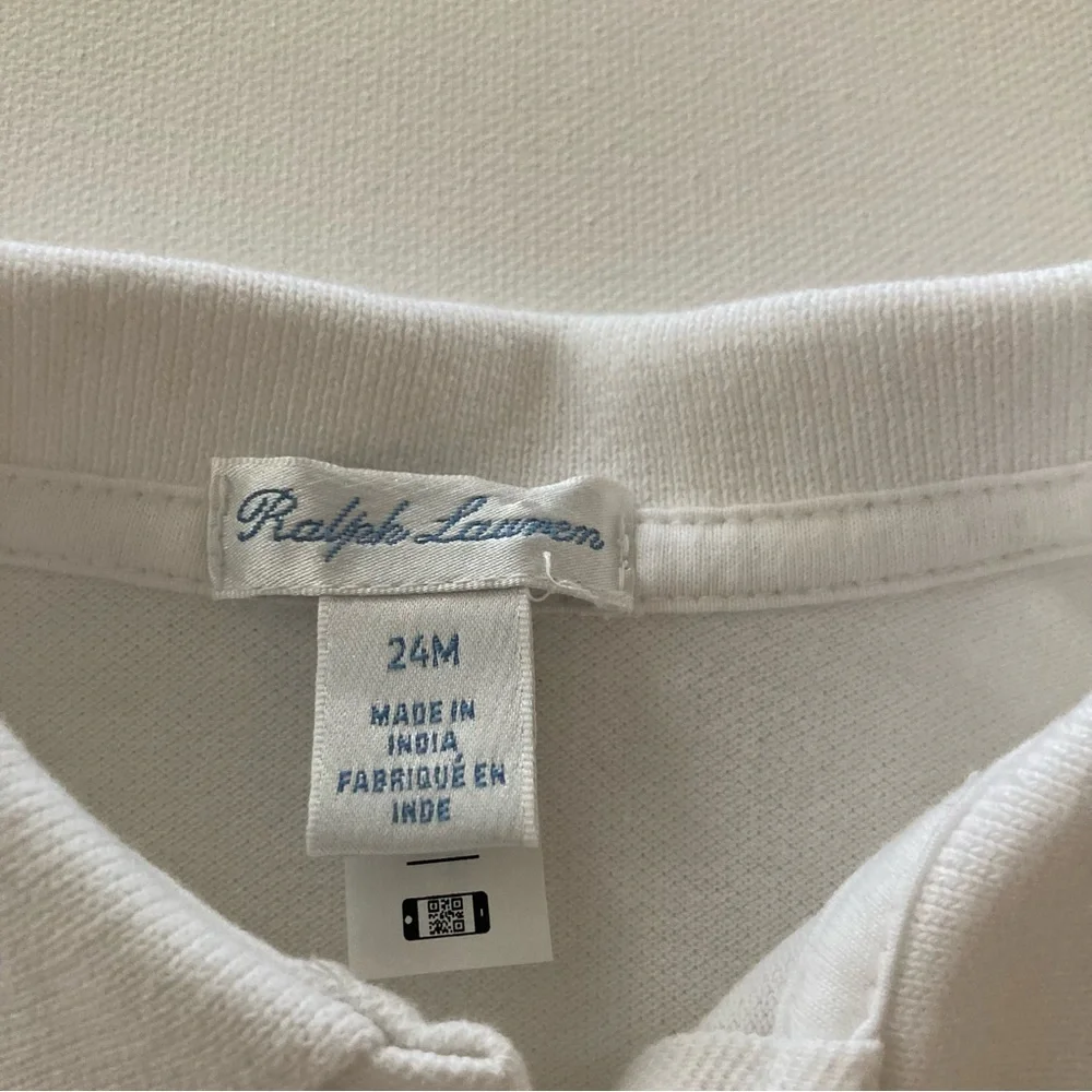 Ralph Lauren Baby Girl 24 Months White Polo Dress Plaid Trim Ruffle Spring
